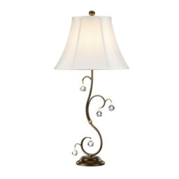 Loops Table Lamp Crystal Cut Glass Spheres White Shade Bronze Patina LED E27 60W - thumbnail 1