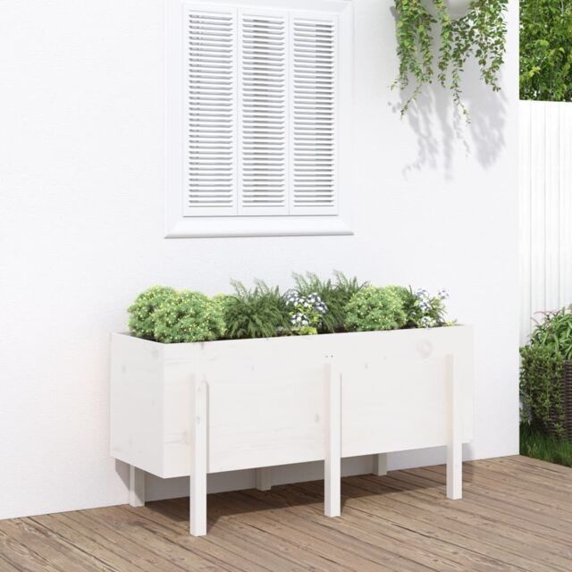 Berkfield Home Garden Raised Bed White 121x50x57 cm Solid Wood Pine - Size: 121 x 50 x 57 cm - image 1
