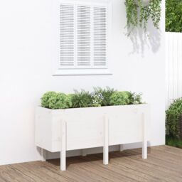 Berkfield Home Garden Raised Bed White 121x50x57 cm Solid Wood Pine - Size: 121 x 50 x 57 cm - thumbnail 1