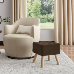 KORVIXA Linen Upholstered Hallway Rest Stool Footstool Ottoman in Brown - Size: 0.6m2 - thumbnail 5
