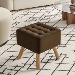 KORVIXA Linen Upholstered Hallway Rest Stool Footstool Ottoman in Brown - Size: 0.6m2 - thumbnail 3