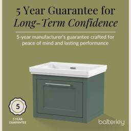 Balterley Wall Hung 1 Drawer Vanity Unit & 0TH Fireclay Basin, 600mm, Green - thumbnail 7