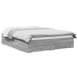 Berkfield Home Bed Frame with Drawers without Mattress Grey Sonoma 140x200 cm - thumbnail 2