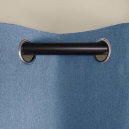 OHS Woven Texture Pair of Eyelet Curtains Ready Made Blackout in Blue - Size: 168 cm width x 183 cm drop - thumbnail 4