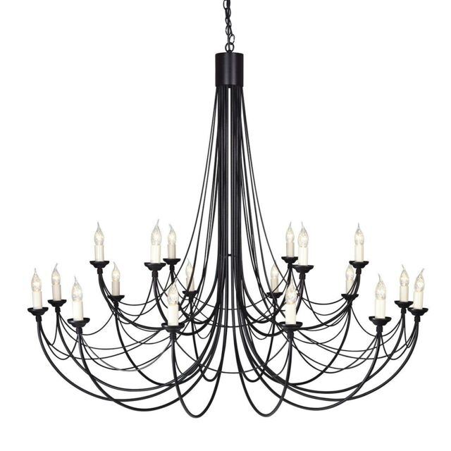 Loops 18 Bulb Chandelier Hanging Pendant LIght Black LED E14 60W Bulb