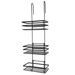 House of Home Shower Caddy 3 Tier Bathroom Storage Organiser Hanging Basket Over The Door in Black - thumbnail 4