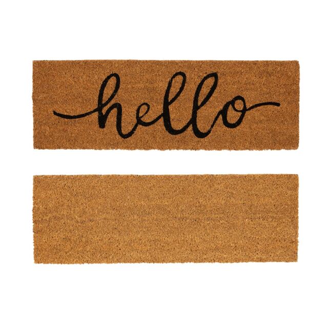Nicola Spring Coir Step Mats - 60 x 20cm - Hello - Pack of 2 in Brown - Size: 39 cm x 60 cm - image 1