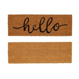Nicola Spring Coir Step Mats - 60 x 20cm - Hello - Pack of 2 in Brown - Size: 39 cm x 60 cm - thumbnail 1