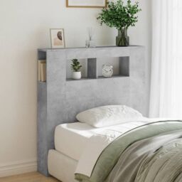 Berkfield Home LED Headboard Concrete Grey 100x18.5x103.5 cm Engineered Wood - thumbnail 4