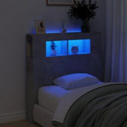 Berkfield Home LED Headboard Concrete Grey 100x18.5x103.5 cm Engineered Wood - thumbnail 1