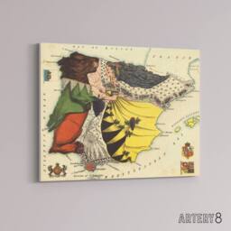 "Artery8 Lancaster 1869 Spain Portugal Pictorial Map Canvas Wall Art Print - Size: W18"" x H24""" - thumbnail 2