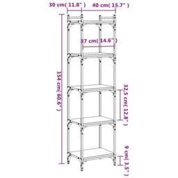 Berkfield Home Decorative Bookcase 5-Tier Black 40x30x154 cm Engineered Wood - Size: 40 x 30 x 154 cm - thumbnail 9