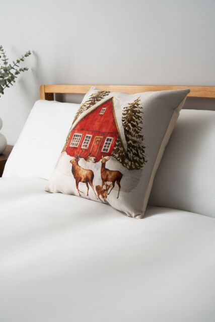 BHS Christmas Winter Home Cushion in Green - Size: 45 cm x 45 cm - image 1