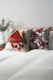 BHS Christmas Winter Home Cushion in Green - Size: 45 cm x 45 cm - thumbnail 4