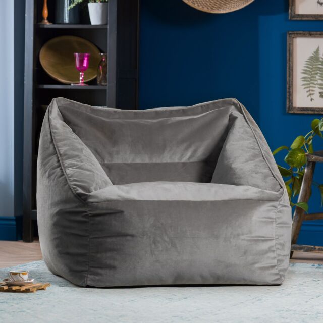 icon Natalia Velvet Armchair Bean Bag in Charcoal - image 1