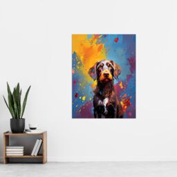 "Artery8 Wall Art Print Wirehaired German Pointer Dog Lover Gift Pet Portrait Blue Orange Purple Artwork Painting Poster - Size: W18"" x H24""" - thumbnail 4