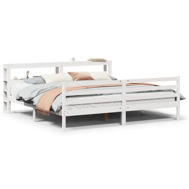 Berkfield Home Bed Frame with Headboard without Mattress White 200x200 cm - image 1