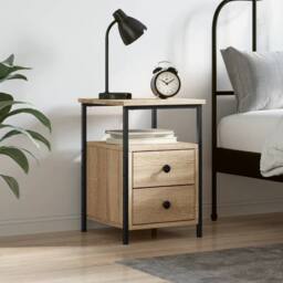 Berkfield Home Bedside Cabinet Sonoma Oak 34x35.5x50 cm Engineered Wood in Brown - thumbnail 2