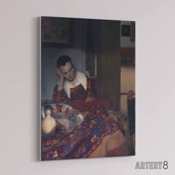 "Artery8 A Maid Asleep Portrait Painting Vermeer Vintage Canvas Wall Art - Size: W18"" x H24""" - thumbnail 2