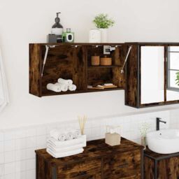 Berkfield Home Bathroom Wall Cabinet Smoked Oak 80x25x40 cm Engineered Wood in Brown - Size: 80 x 25 x 40 cm - thumbnail 1
