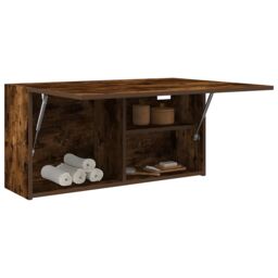 Berkfield Home Bathroom Wall Cabinet Smoked Oak 80x25x40 cm Engineered Wood in Brown - Size: 80 x 25 x 40 cm - thumbnail 4