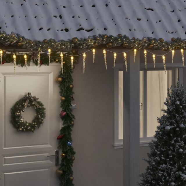 Berkfield Home Christmas Icicle Light 100 LEDs Warm White 10 m Acrylic PVC - image 1