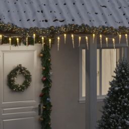 Berkfield Home Christmas Icicle Light 100 LEDs Warm White 10 m Acrylic PVC - thumbnail 1