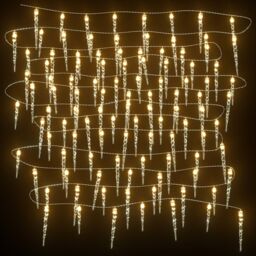 Berkfield Home Christmas Icicle Light 100 LEDs Warm White 10 m Acrylic PVC - thumbnail 3