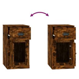 Berkfield Home Side Cabinet with Drawer Smoked Oak 40x50x75 cm Engineered Wood in Brown - Size: 40 x 50 x 75 cm - thumbnail 9