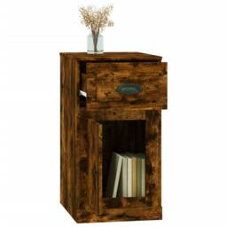 Berkfield Home Side Cabinet with Drawer Smoked Oak 40x50x75 cm Engineered Wood in Brown - Size: 40 x 50 x 75 cm - thumbnail 5