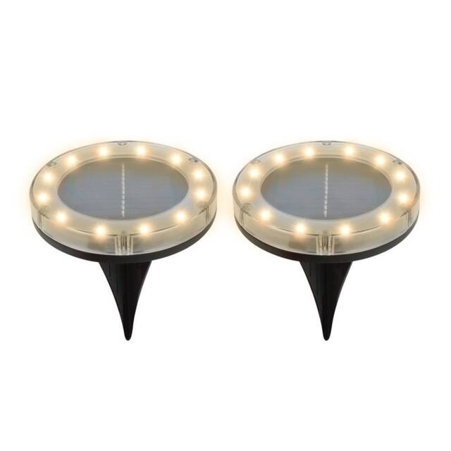 Gardenwize 2 Pack Solar Deck Lights with Bright White LED in Grey - image 1