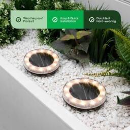 Gardenwize 2 Pack Solar Deck Lights with Bright White LED in Grey - thumbnail 3