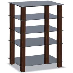 Homeology TRINITY Gloss Black 5 Shelf Flat Screen TV Rack Glass Stand - thumbnail 4