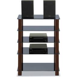 Homeology TRINITY Gloss Black 5 Shelf Flat Screen TV Rack Glass Stand - thumbnail 2