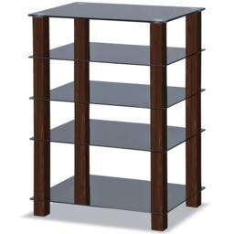 Homeology TRINITY Gloss Black 5 Shelf Flat Screen TV Rack Glass Stand - thumbnail 6
