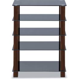 Homeology TRINITY Gloss Black 5 Shelf Flat Screen TV Rack Glass Stand - thumbnail 5
