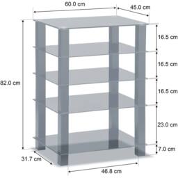 Homeology TRINITY Gloss Black 5 Shelf Flat Screen TV Rack Glass Stand - thumbnail 7