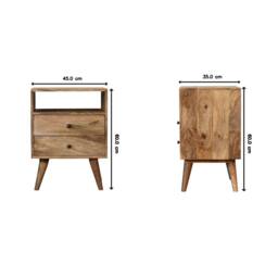 Direct Wicker Solid Wood Classic Oak-ish Bedside, 2 Drawers, 1 Open Slot in Brown - Size: 1 Pack - thumbnail 2