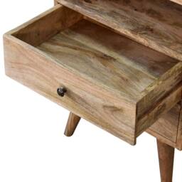 Direct Wicker Solid Wood Classic Oak-ish Bedside, 2 Drawers, 1 Open Slot in Brown - Size: 1 Pack - thumbnail 4