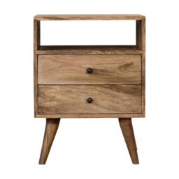 Direct Wicker Solid Wood Classic Oak-ish Bedside, 2 Drawers, 1 Open Slot in Brown - Size: 1 Pack - thumbnail 9