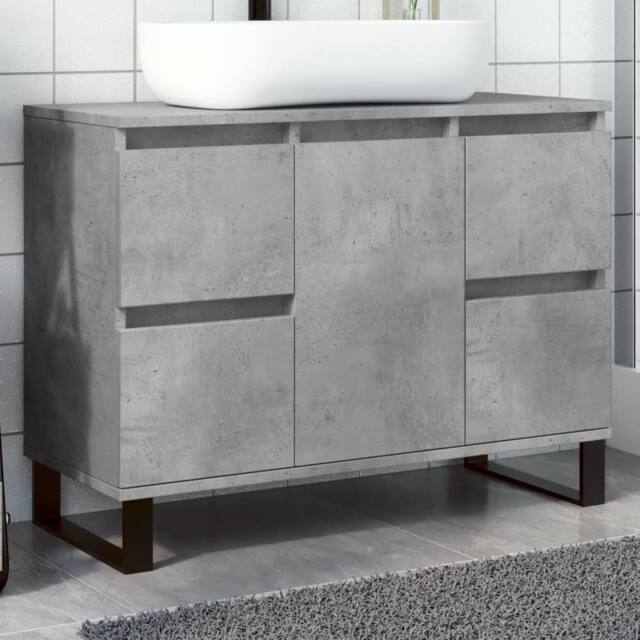 Berkfield Home Bathroom Sink Cabinet Concrete Grey 80x33x60 cm Engineered Wood - Size: 80 x 33 x 60 cm - image 1