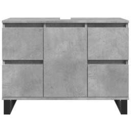 Berkfield Home Bathroom Sink Cabinet Concrete Grey 80x33x60 cm Engineered Wood - Size: 80 x 33 x 60 cm - thumbnail 4