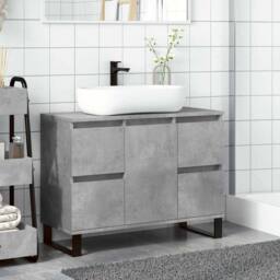 Berkfield Home Bathroom Sink Cabinet Concrete Grey 80x33x60 cm Engineered Wood - Size: 80 x 33 x 60 cm - thumbnail 3