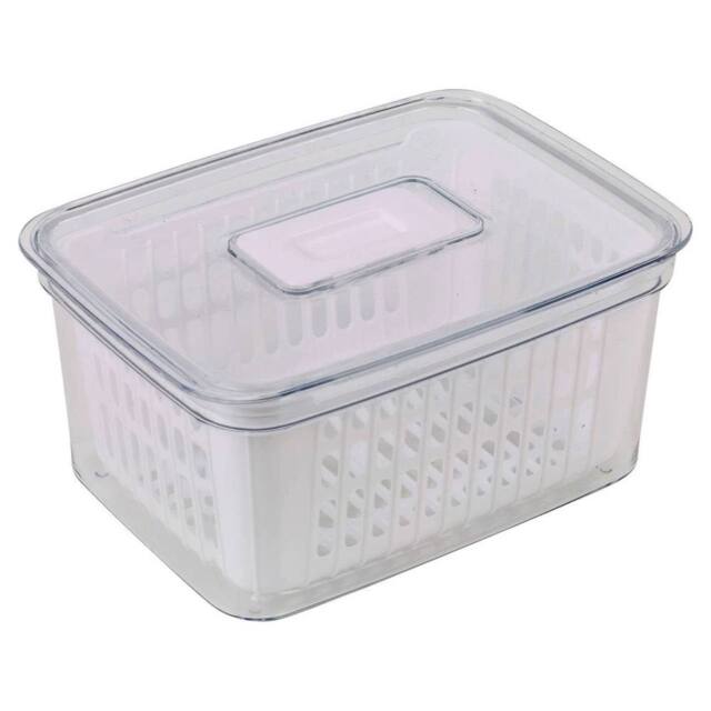 Havendro 1PCS 1.6L Fridge Organiser Container Basket Food Fruit Storage Box in Clear - image 1