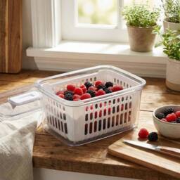 Havendro 1PCS 1.6L Fridge Organiser Container Basket Food Fruit Storage Box in Clear - thumbnail 2