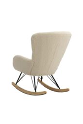 H&O Direct Modern Faux Wool Rocking Chair Leisure Chair in Beige - thumbnail 4