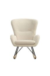 H&O Direct Modern Faux Wool Rocking Chair Leisure Chair in Beige - thumbnail 3