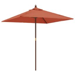 Berkfield Home Garden Parasol with Wooden Pole Terracotta 198x198x231 cm in Brown - Size: 198 x 198 x 231 cm - thumbnail 2