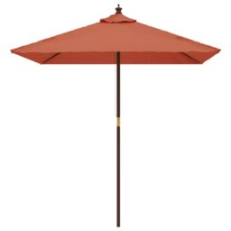 Berkfield Home Garden Parasol with Wooden Pole Terracotta 198x198x231 cm in Brown - Size: 198 x 198 x 231 cm - thumbnail 3