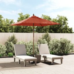 Berkfield Home Garden Parasol with Wooden Pole Terracotta 198x198x231 cm in Brown - Size: 198 x 198 x 231 cm - thumbnail 1
